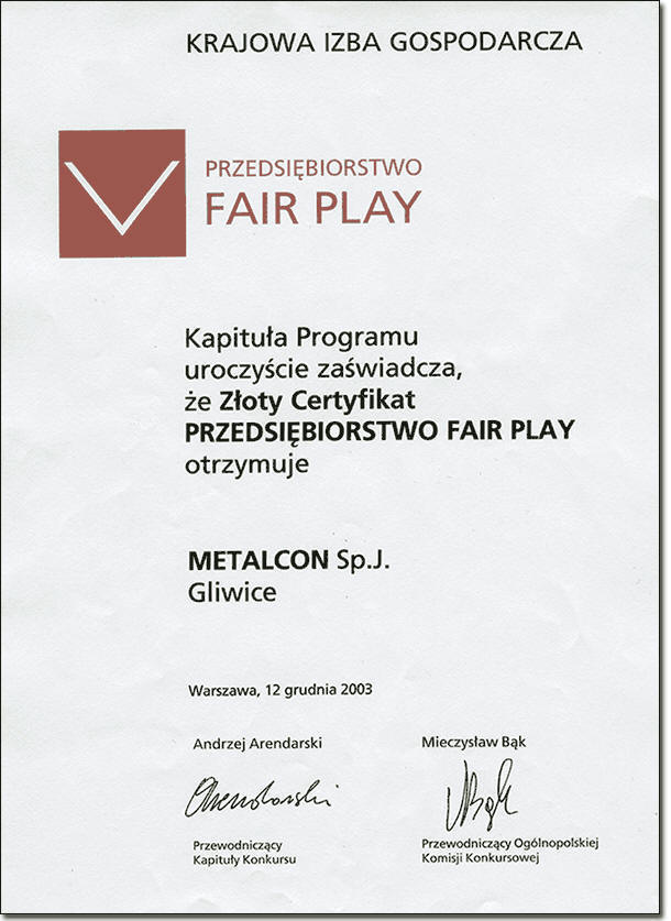 Przedsiębiorstwo Fair Play — award 3